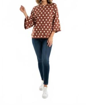 NEW UMGEE women's polka dot raglan sleeve pullover in rust